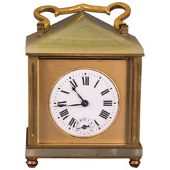 Horloge de voyage française néoclassique du 19ème siècle en bronze