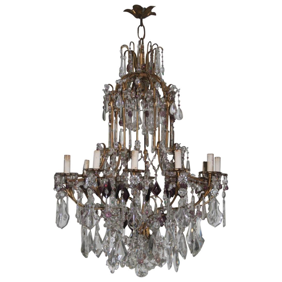 Baccarat large gilded antique crystal chandelier from France Baccarat large gilded antique crystal chandelier from France