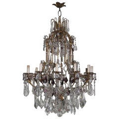 Large Crystal Chandelier, 1940, France, Attributed to Baccarat