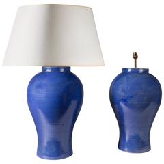 Antique Pair of Large Imperial Blue Vases
