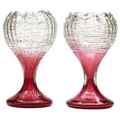 Antique Pair of Kralik Art Glass Hyacinth Bud Shape Vases, circa 1910