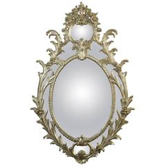 Silvered George III Style Carved Wall Mirror