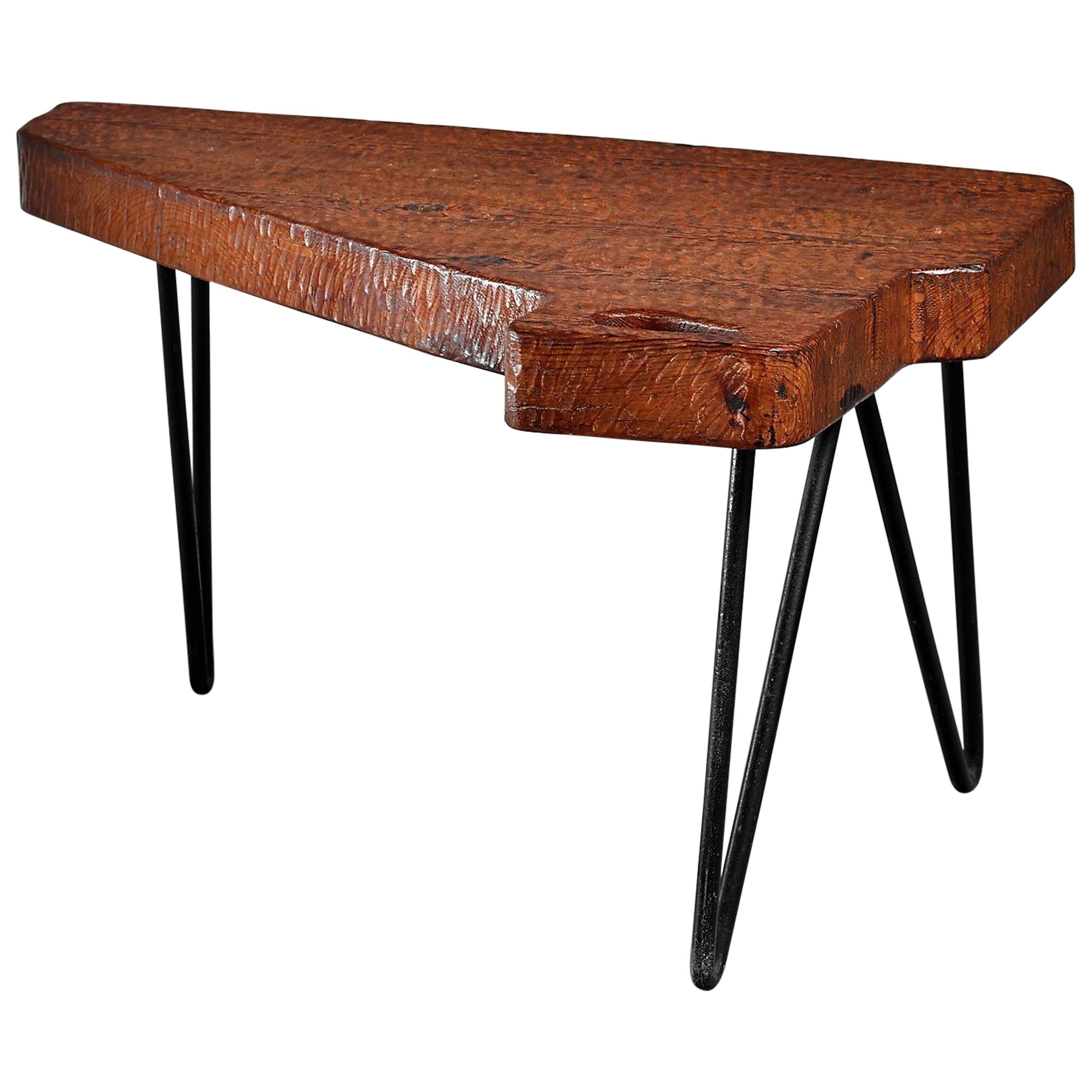 Iron and Pine Coffee Table, France, 1950s For Sale