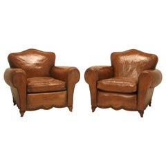 French Leather Club Chairs from the 1930s