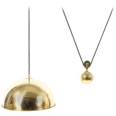 Vintage Adjustable Refurbished Brass Counterweight Pendant Lamp by Florian Schulz