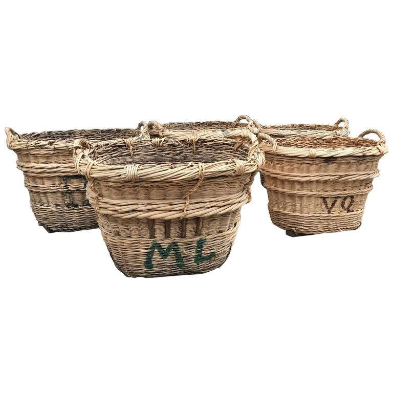 Antique French Estate Grape Harvesting Baskets For Sale at 1stDibs