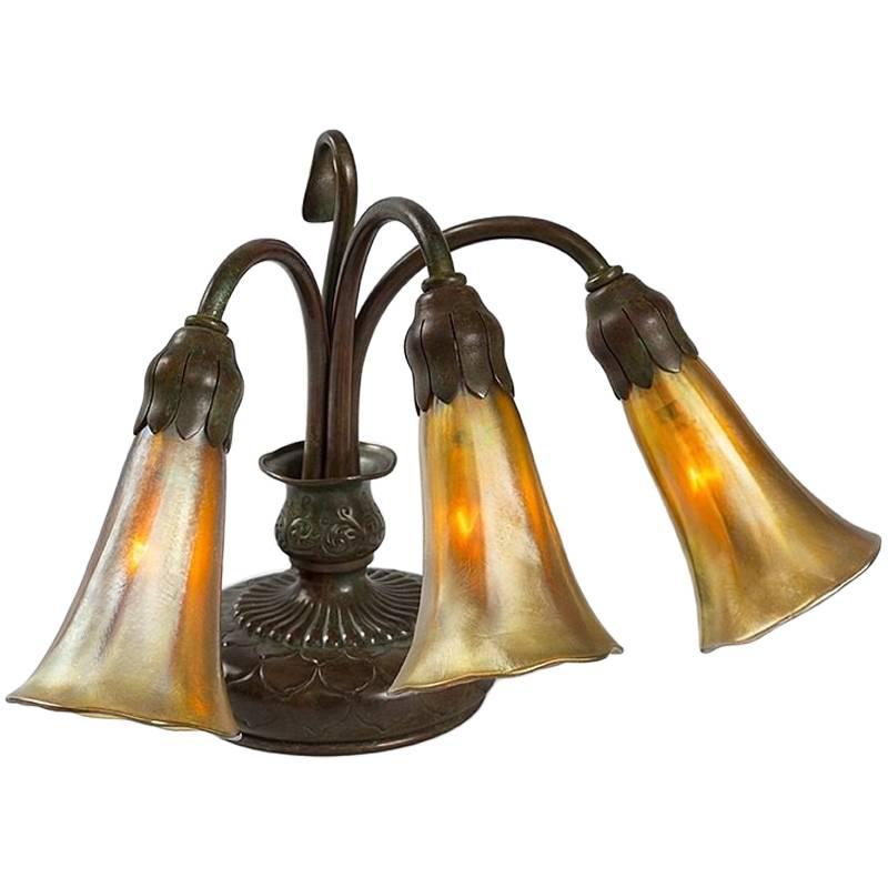 Tiffany Studios New York "Three Light Lily" Desk Lamp 