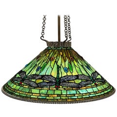 Tiffany Studios New York Glass and Bronze "Dragonfly" Chandelier