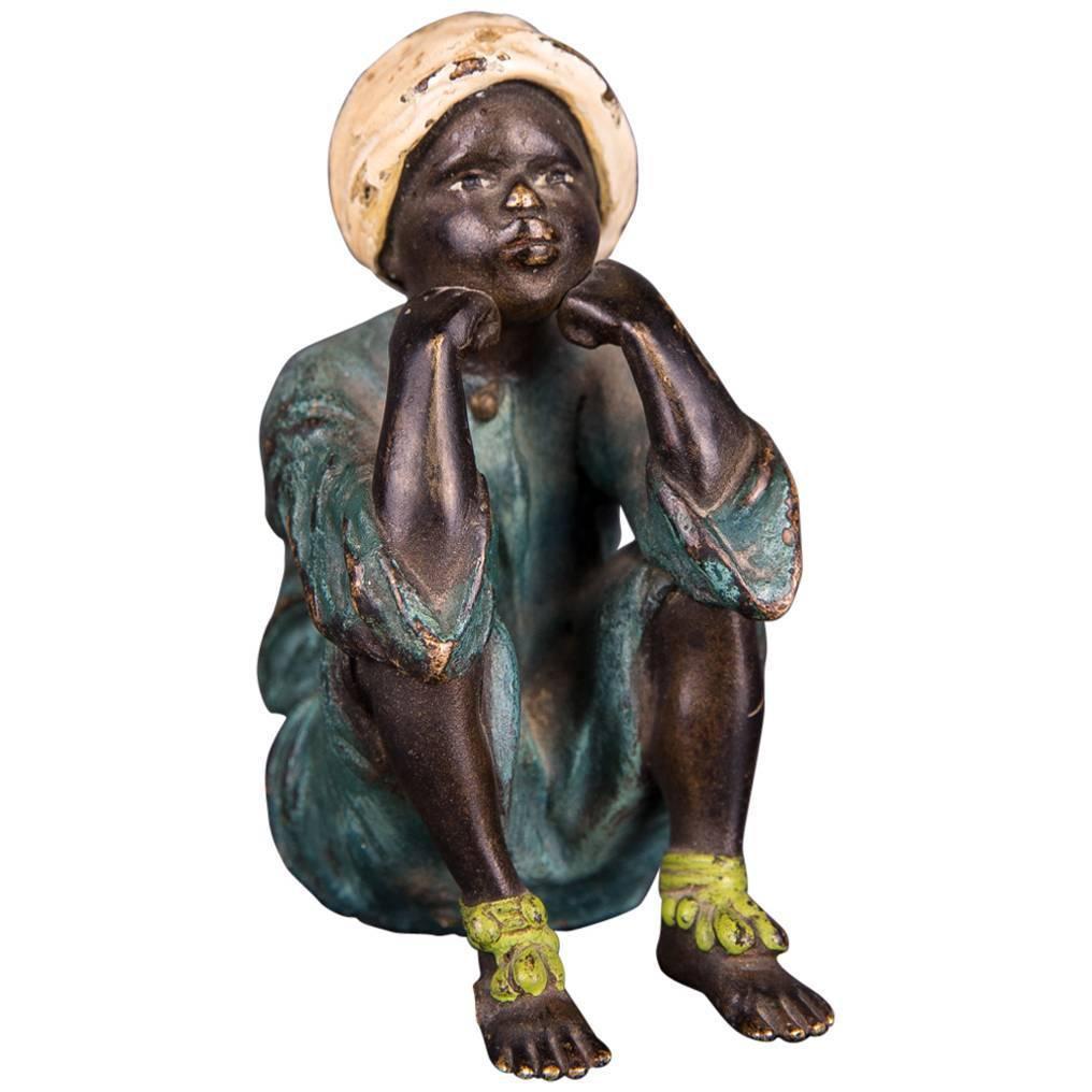 19th Century Vienna Bronze Sculpture as a Little Sitting Arab