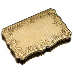 Antique 19th Century, French, 18-Karat Solid Gold Hand Engraved Snuff Box