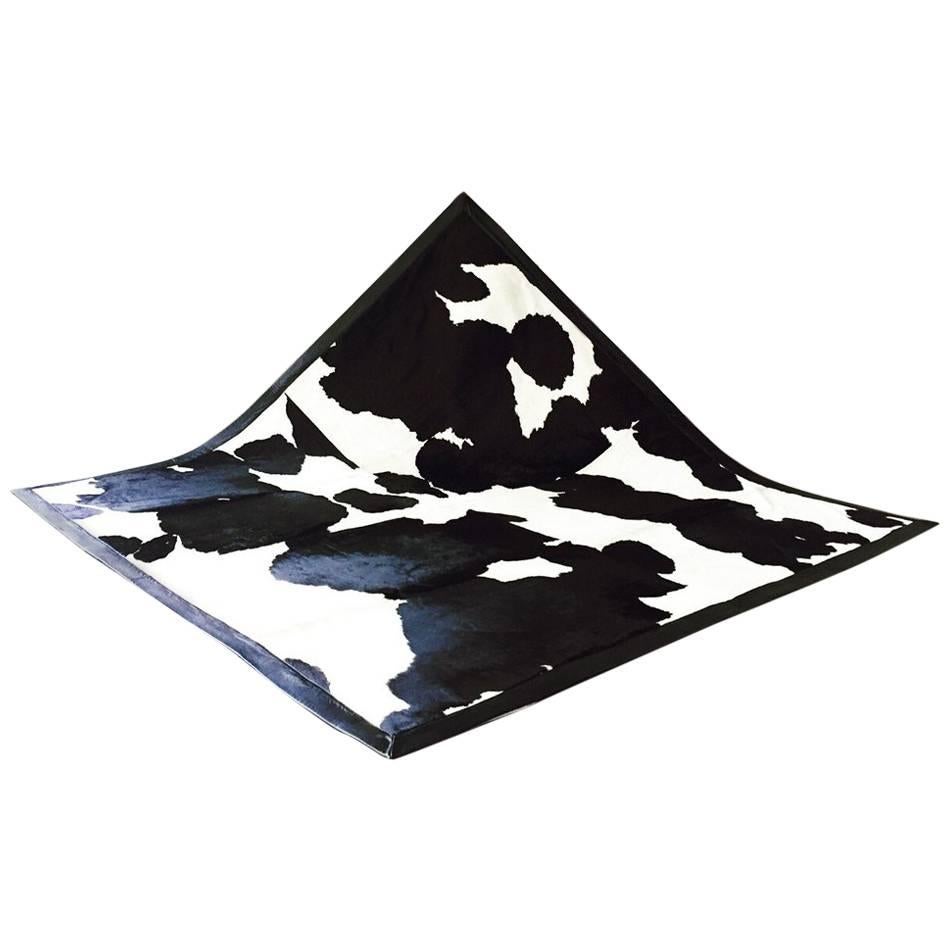 One of a Kind Black and White Cowhide Area Rug