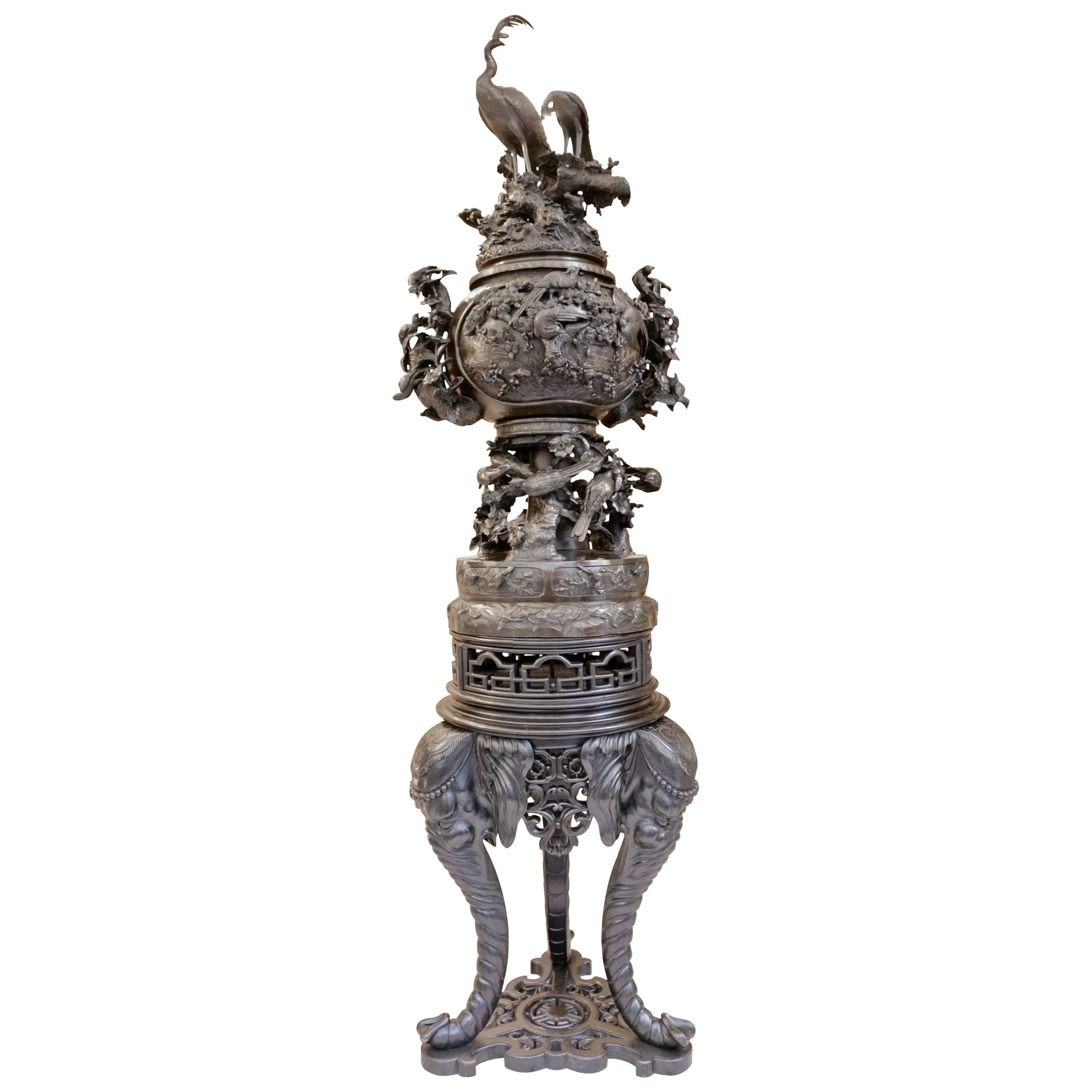 19th Century Large Japanese Bronze Incense Burner