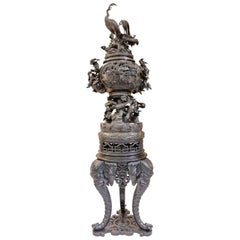Antique 19th Century Large Japanese Bronze Incense Burner