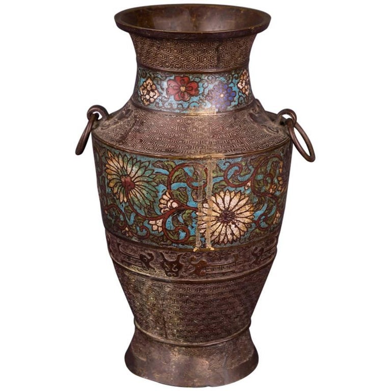 20th Century Antique Chinese Cloisonné Bronze Vase For Sale at 1stDibs