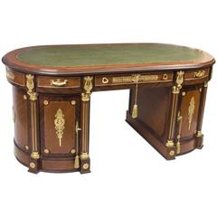 Gorgeous Ornate French Empire Style Pedestal Desk
