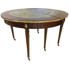 Antique Louis XVI Style Maison Jansen Marble Top Circular Dining Table