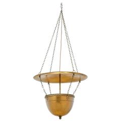 Antique Arts & Crafts Copper Bowl Hanging Light