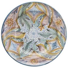 Antique Spanish Manises Pottery Floral Plaque 18/19th C.