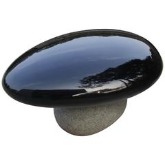Byung-Hoon Choi, Stool, Traditional Korean Lacquer, Red Oak, Stone, Black, 2015 6