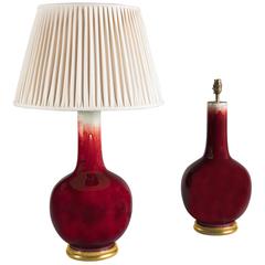 Pair of Chinese Sang De Boeuf Lamps