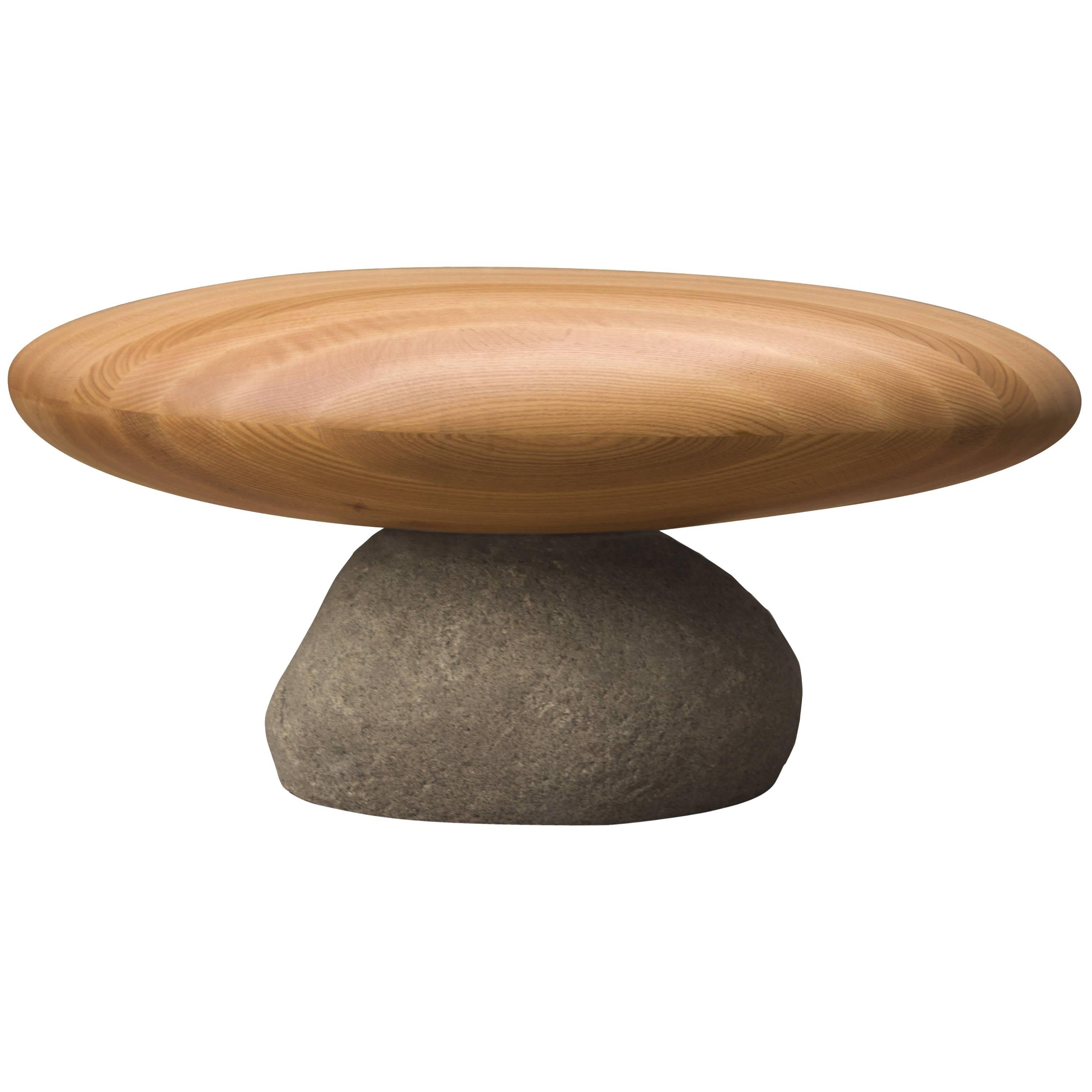 Byung-Hoon Choi, Stool, Red Oak, Wood, Natural Stone, Earth Tones, 2015
