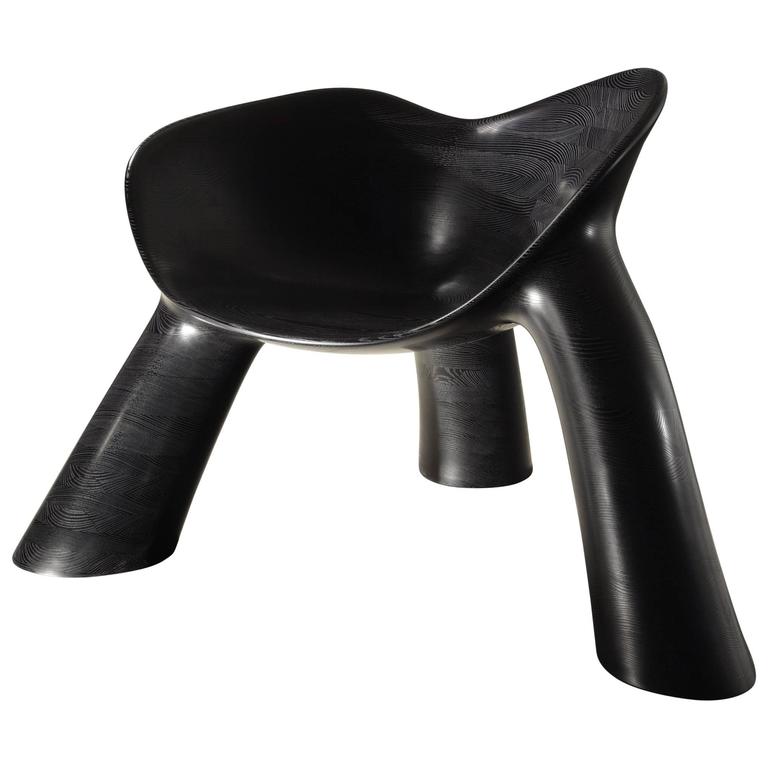 Wendell Castle "Is It Yesterday (Left)", Chair, Stained Ash, Wood, Black, 2011 For Sale
