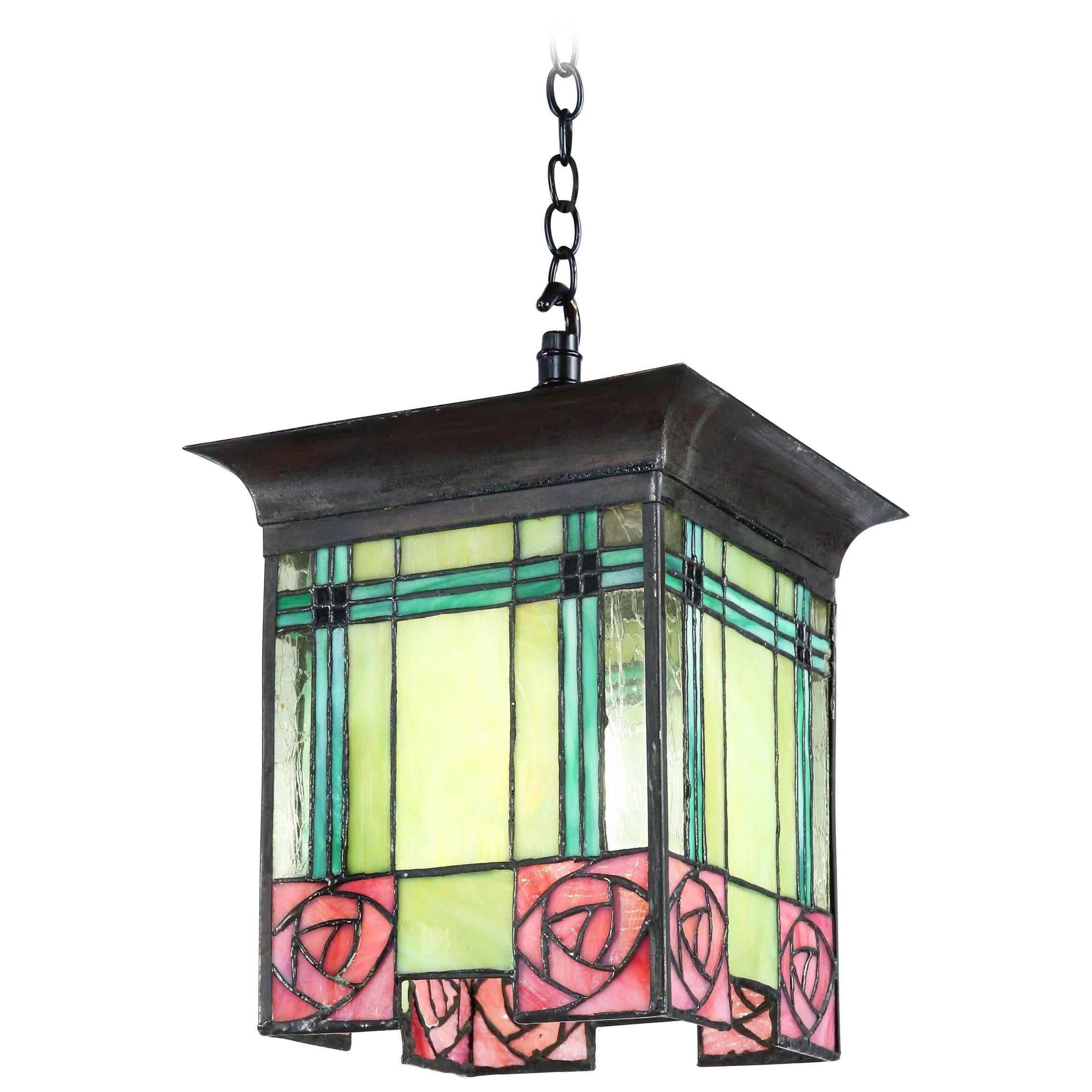 Arts & Crafts Stained Glass Lantern by Greene & Greene