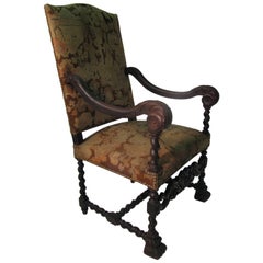 19th Century Walnut French Throne Chair