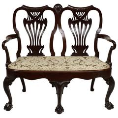 Irish Georgian Double Chair-Back Chippendale Settee 9