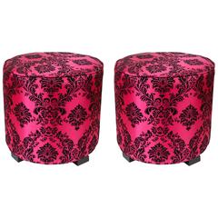 Pair of Modern Fuchsia and Black Moroccan Style Stools 6