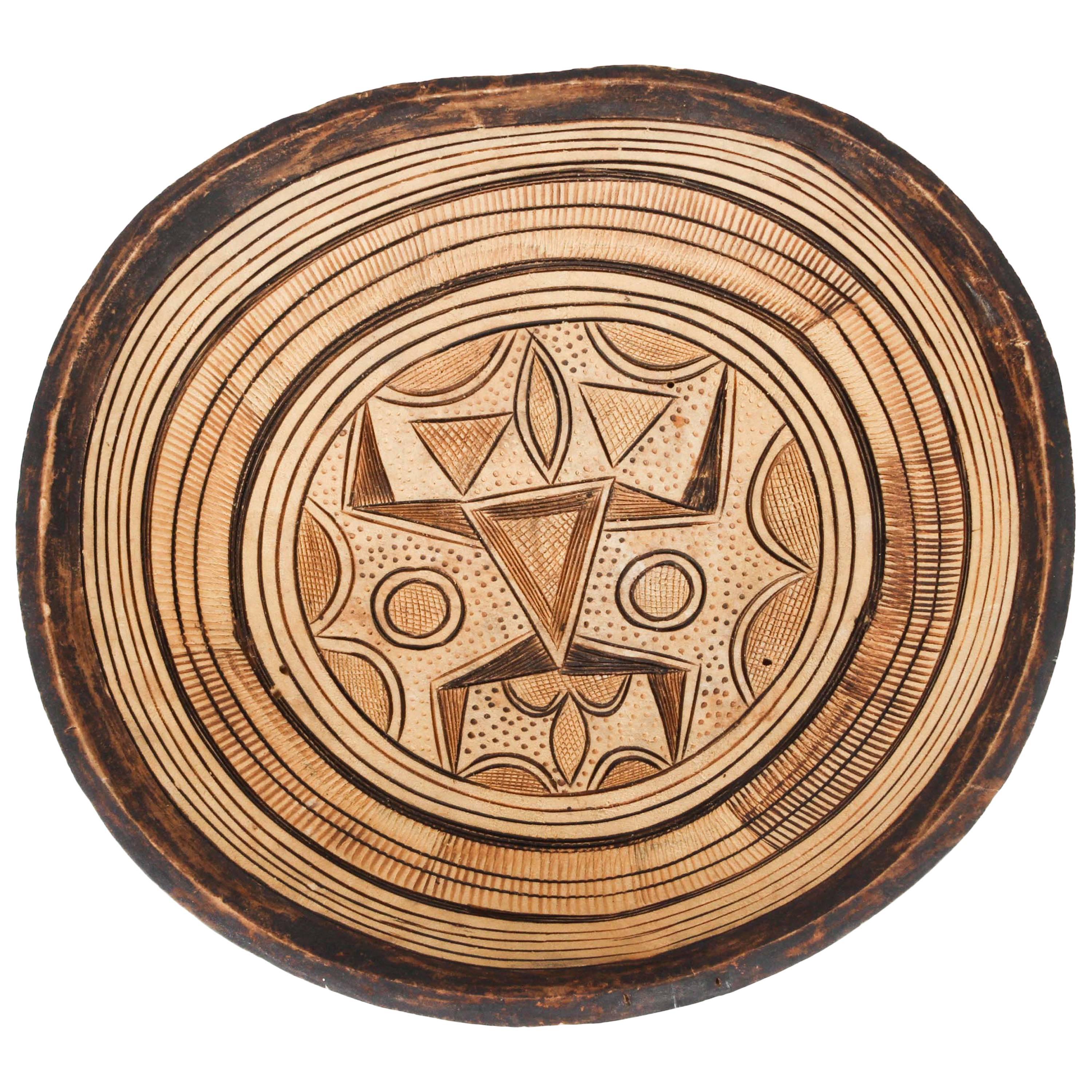 Hand-Carved West African Tribal Wooden Bowl