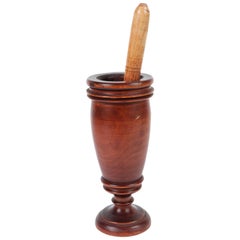 Vintage Wooden Mortar and Pestle, Italy