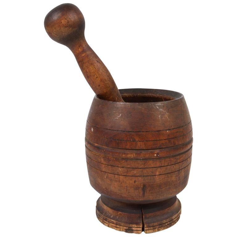 French Marble Mortar With Wooden Pestle Mid 19th Century At 1stdibs Wooden African Mortar And Pestle