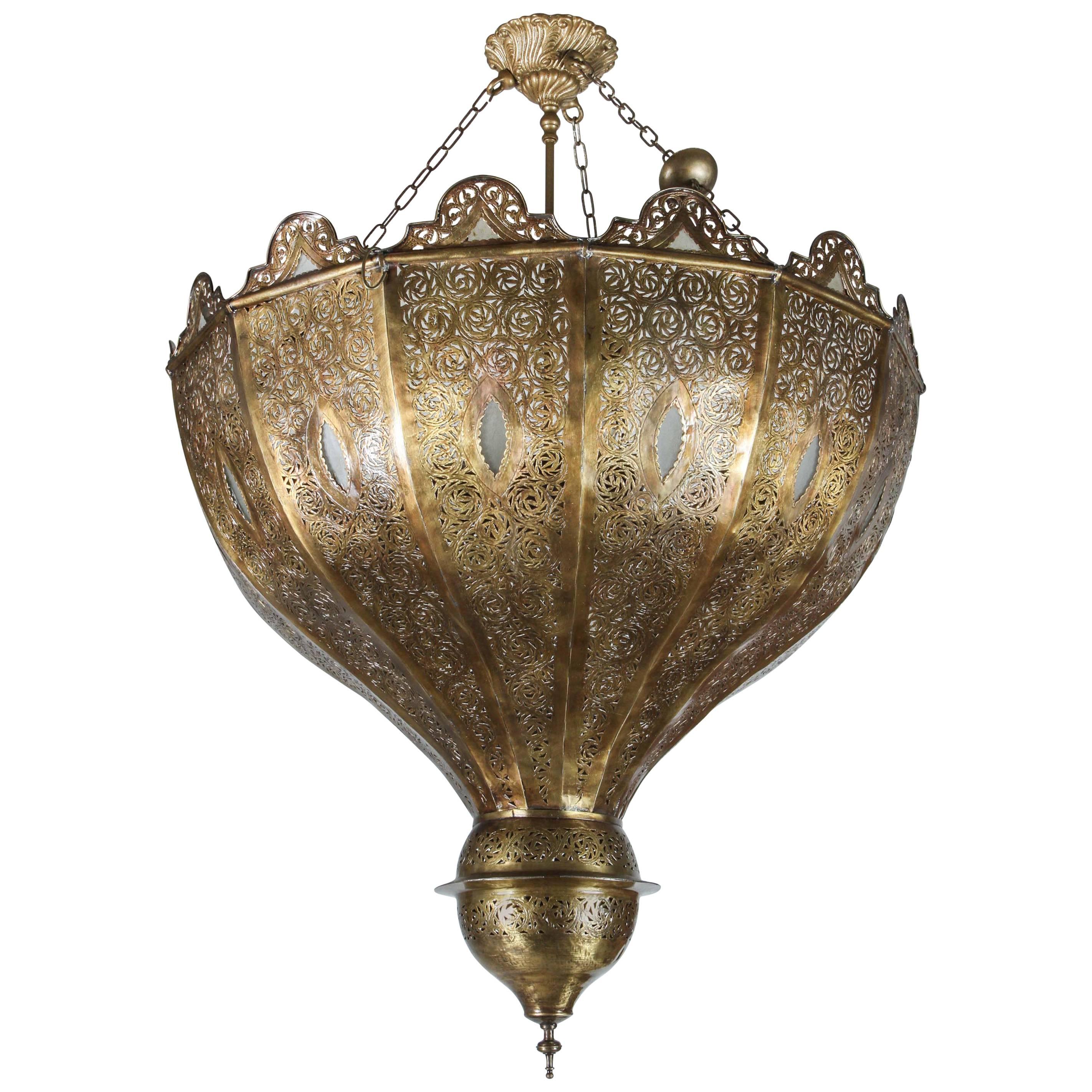 Brass Moroccan Chandelier in Alberto Pinto Style
