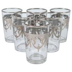 Set of Six Clear and Silver Glasses 6