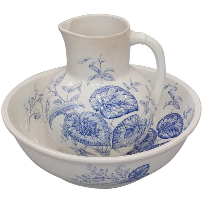 French Sarreguemines Ceramic Pitcher And Bowl 1920s For At 1stdibs French Sarreguemines Ceramic Pitcher And Bowl 1920s For