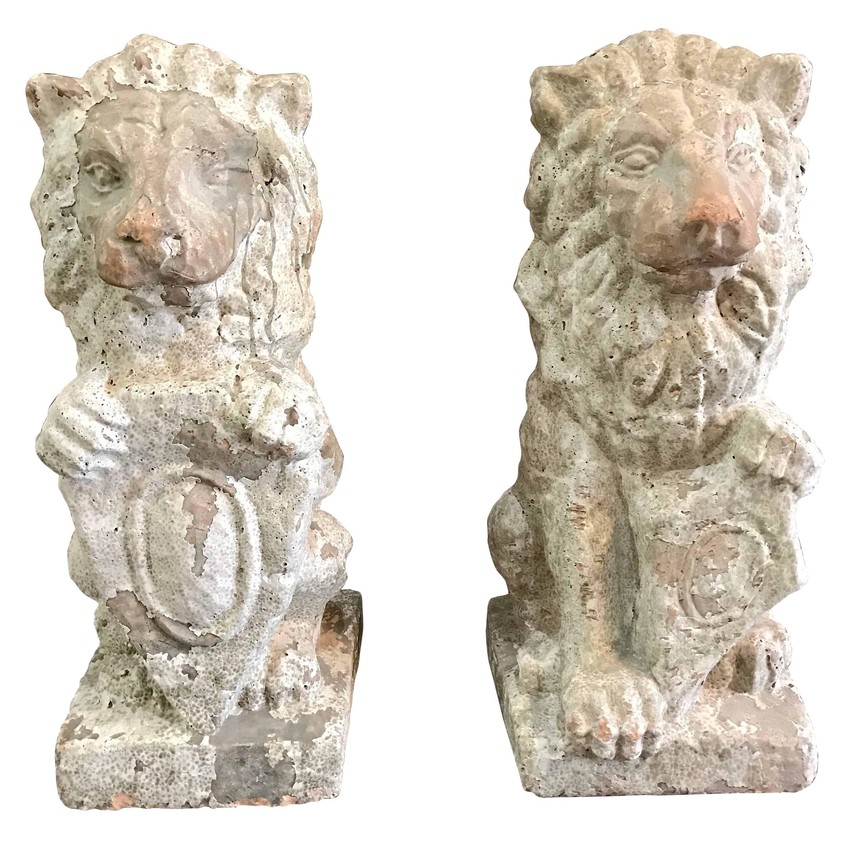 Pair of French Terracotta Lions