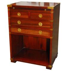 English Mahogany Campaign Chest with Leather Writing Table