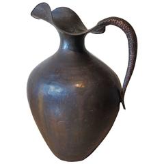 Huge Italian Old Copper Master Work Vessel Vase-Original Condition Signed