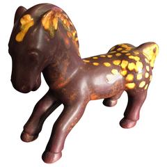 Master Work Hand Glazed Spotted Horse Pony Rare Glaze, Mid-Century Modern