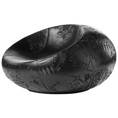 Marcel Wanders, Black Chair, Faux Leather, Embroidery, Wood, 2016