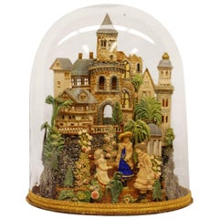 Early 19th Century Composition Diorama under Original Glass Dome
