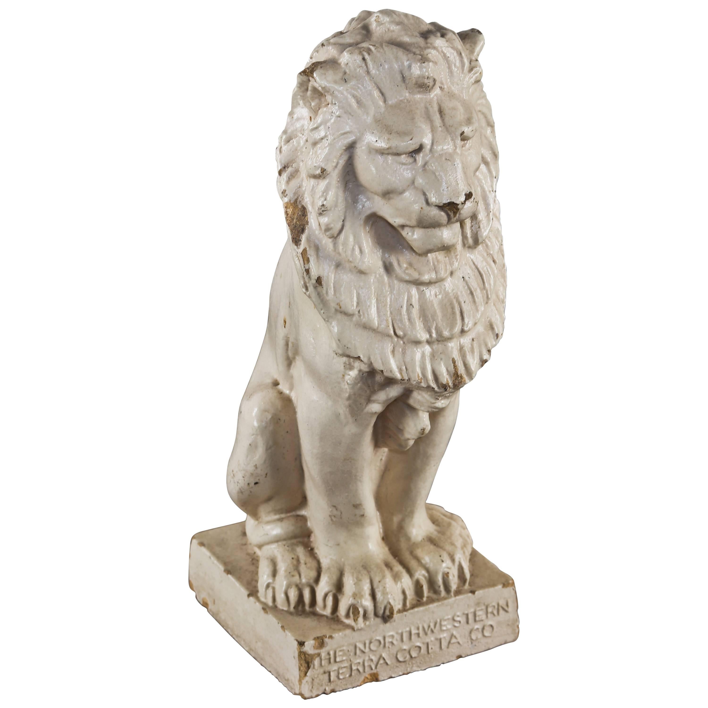 20th Century White Glazed Terracotta Lion Salesman Sample For Sale