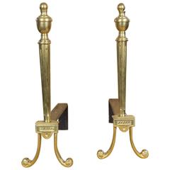 Vintage Elegant Pair of French Fire Andirons
