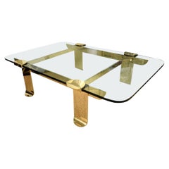 Vintage Italian Brass and Glass Sculptural Cocktail Table