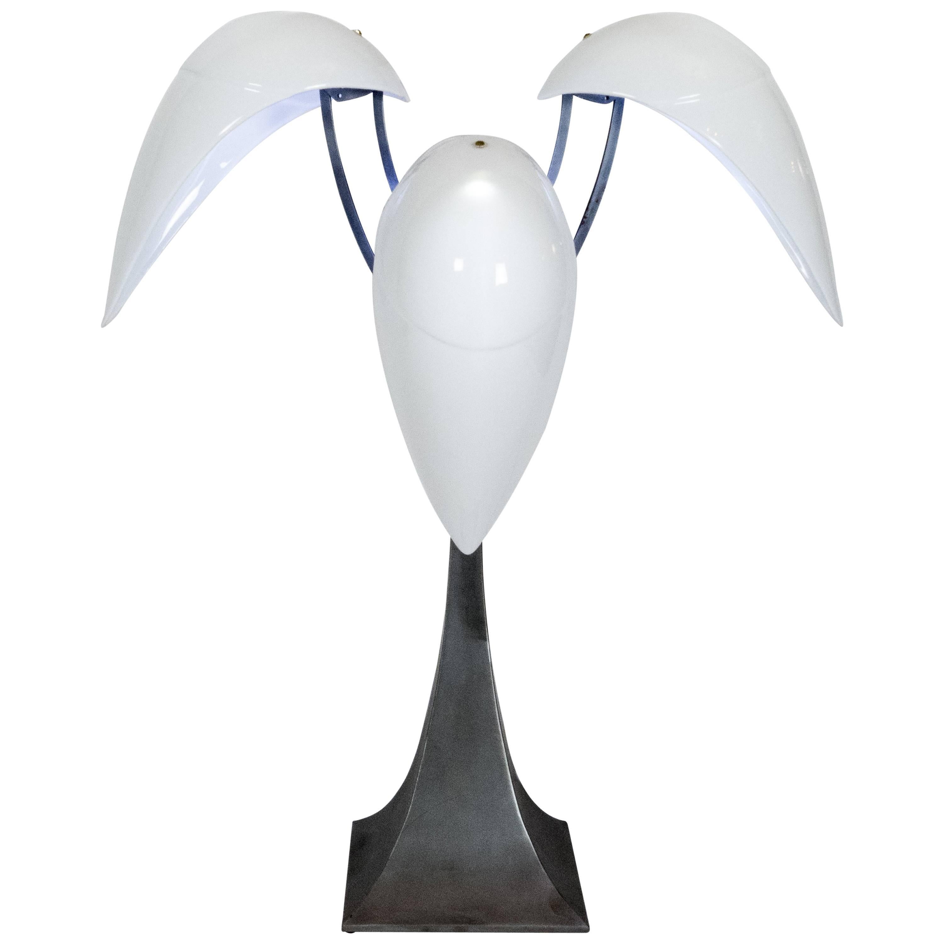 “Limoges” Porcelain and Brushed Steel Table Lamp 'Limited Edition'