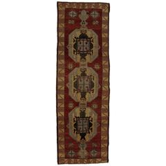 Vintage Turkish Oushak Runner, Gallery Rug with Mid-Century Modern Style 1