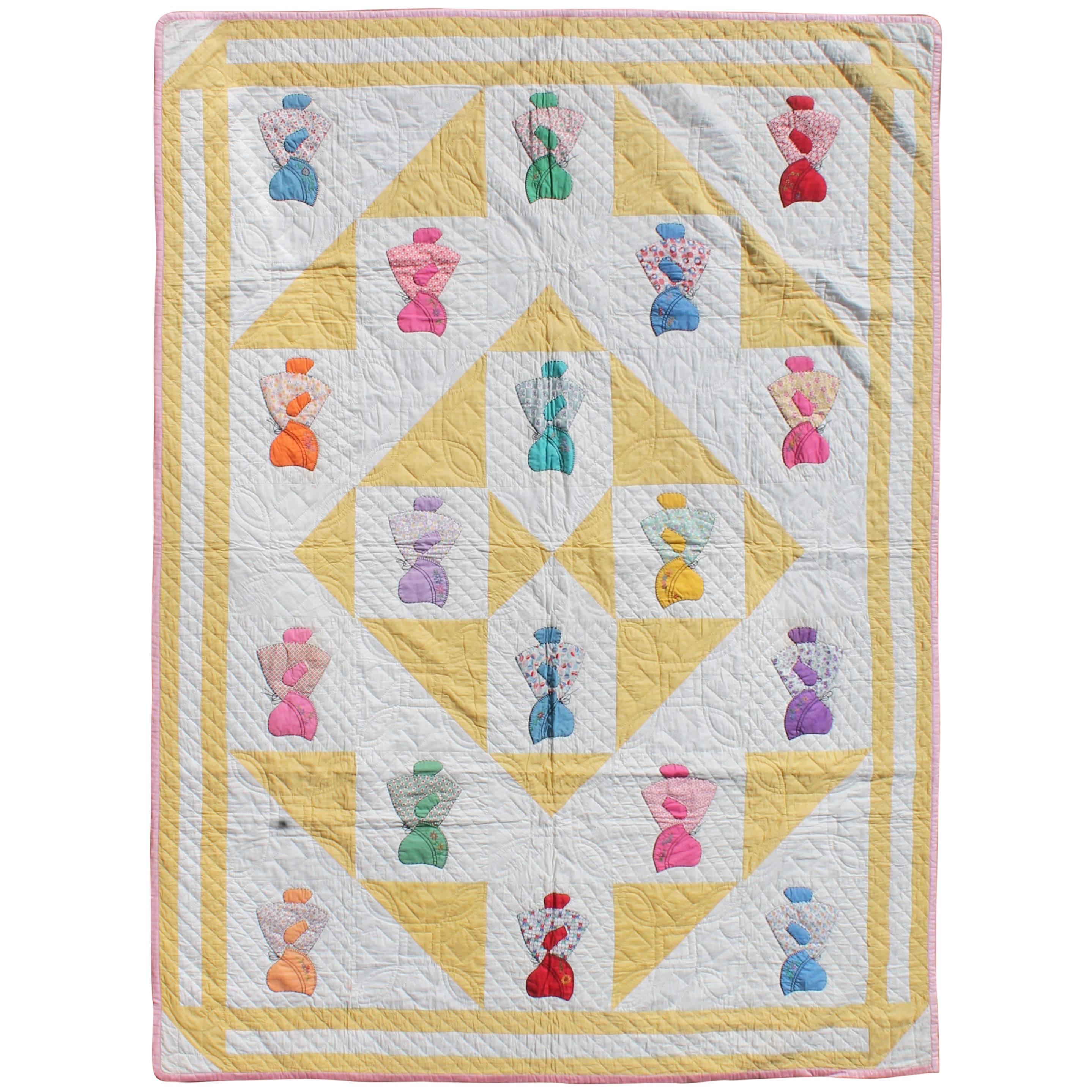 Folky Sun Bonnet Sue Applique Quilt For Sale