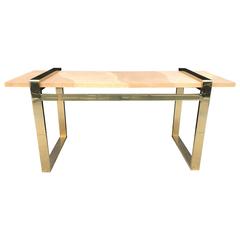 Faux Goatskin and Brass Console 5