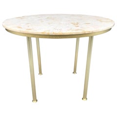 Round Marble Top and Brass Center Table Style of Raphael